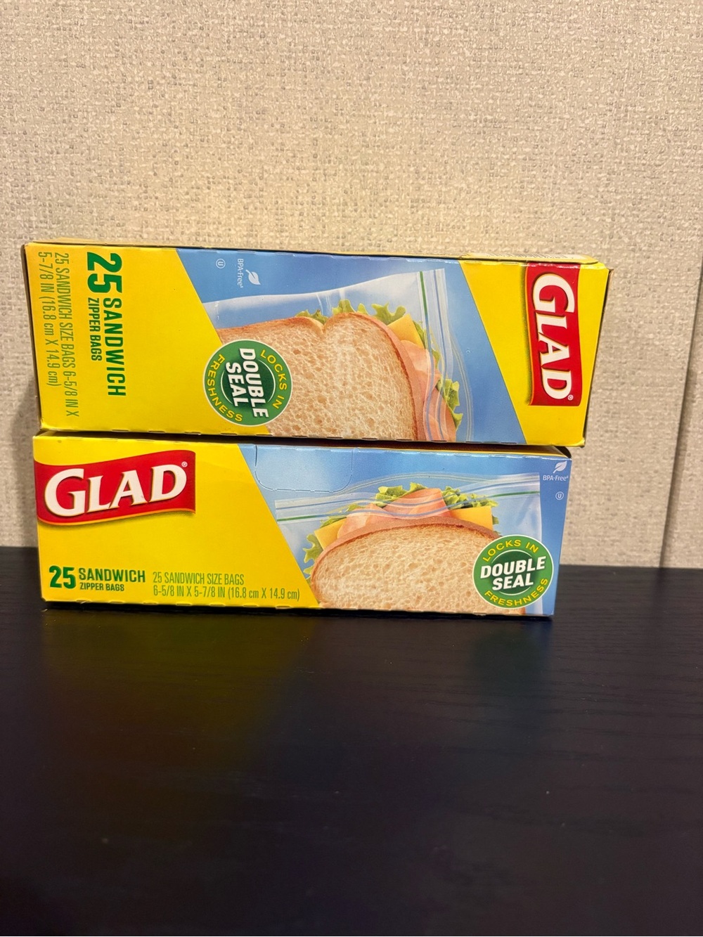 GLAD Sandwich Zipper Bags - Yellow/Blue Box (25 Count)